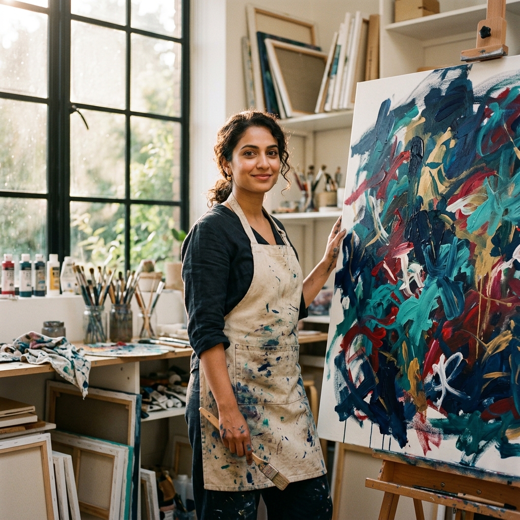 Artist Rida in her studio